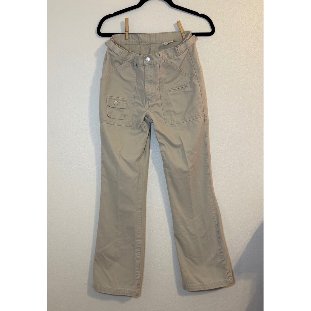 Jordache Vintage Khaki Cargo Utility Pants Womens 7/8 Tan Cotton Straight Leg